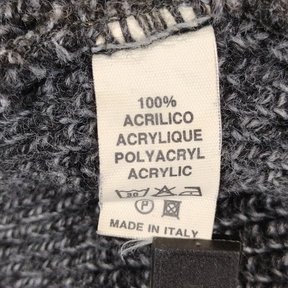 Vintage 90s Specchio Italian Acrylic Winter Black Charcoal Zip-Up Men's Sweater
